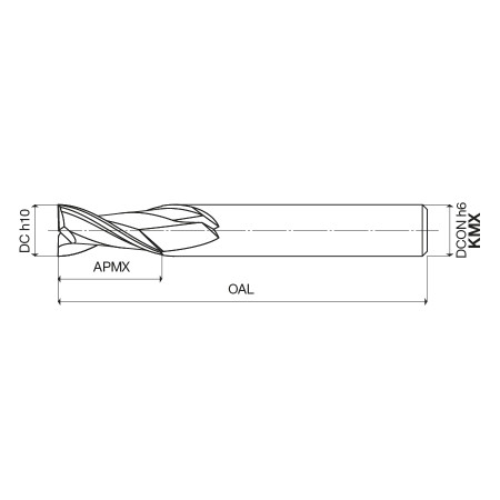 Fresa a due taglienti in MD rivestite SKIN - D.4x10x50 - Z2 - Cilindrica - UOP