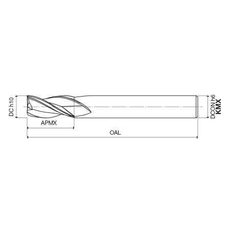 Fresa a tre taglienti in MD rivestite SKIN - D.20x38x104 - Z3 - Cilindrica - UOP