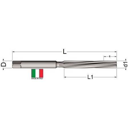 Alesatore HSS a mano elica sinistra taglienti: Z4 - Diam. 3.0 codolo cilindrico  - H7 -