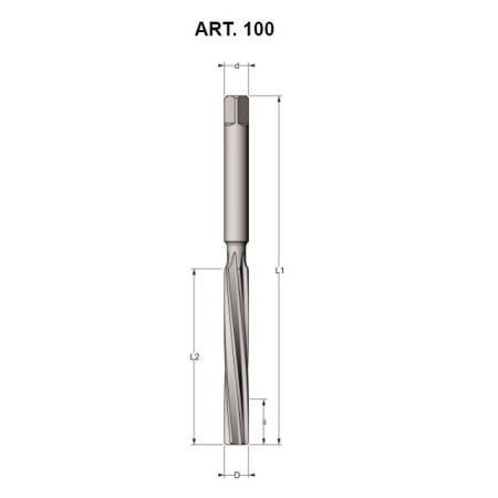 Alesatore HSS a mano elica sinistra taglienti: Z4 - Diam. 3.0 codolo cilindrico  - H7 -