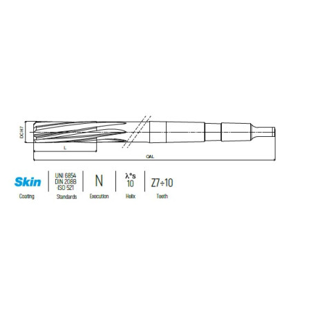 Alesatore HSS a macchina UOP diam.11x41x175 - CM1 - H7