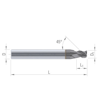 FRESA CILINDRICA CON CODOLO RINFORZATO DIXI 7543 - rivestimento XIDUR - 3 Tagli - D.3x4,5x6x5