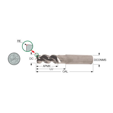 FRESA ISCAR ECA-H3 015-04/06C06CF-R01 IC08 metallo duro, per alluminio finitura e sgrossatura