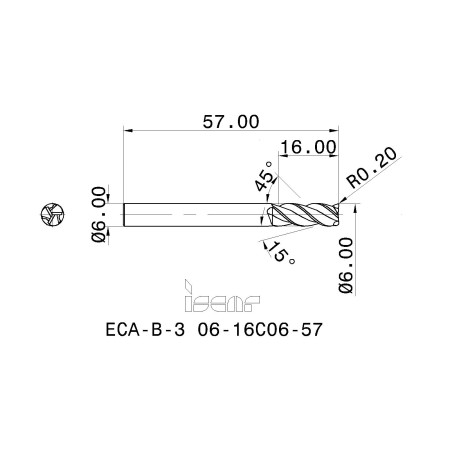 FRESA ISCAR ECA-B-3 06-16C06-57 IC08 metallo duro, per alluminio.