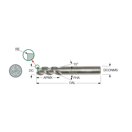 FRESA ISCAR ECA-B-3 06-16C06-57 IC08 metallo duro, per alluminio.