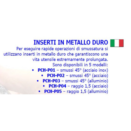 INSERTO PCH-P04 per MINI SMUSSATRICE - specifici per ACCIAIO - Tipo R1,5