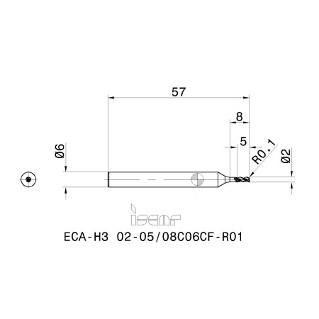 FRESA ISCAR ECA-H3 02-05/08C06CF-R01 IC08 metallo duro, per alluminio finitura e sgrossatura