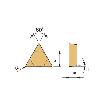 Inserto triangolare per finitura TPGR110304R-A TN60 - KYOCERA