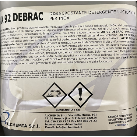 DISINCROSTANTE DETERGENTE per acciaio INOX - AK92 DEBRAC - 5KG.