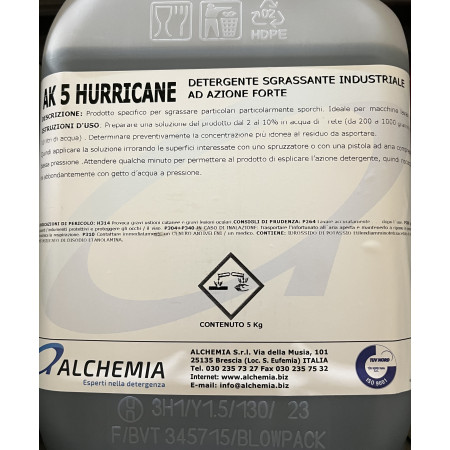 DETERGENTE SGRASSANTE AK5 HURRICANE - 5 KG.