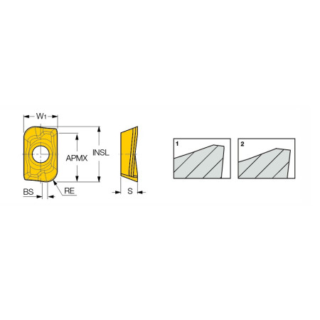 Inserti di Fresatura ISCAR - HM90 ADKT 1505PDR IC830