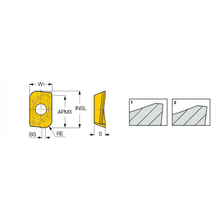 Inserti per Fresatura ISCAR - HM90 ADKT 1505PDR IC330