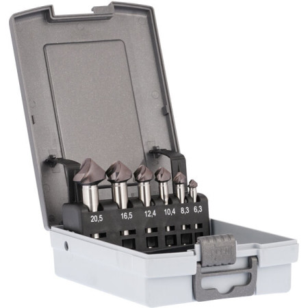 Kit 6 Svasatori HARTNER 90° HSS-E TiAlN DIN 335 Ø 6,3–20,5 mm – Cod. 88022