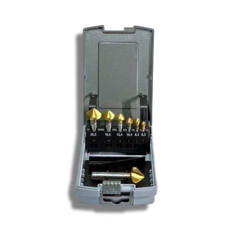 Set 7 Svasatori Conici OMAL HSS TiN 90° OMAL K 034/1T – Ø6,3-25 mm – DIN 335
