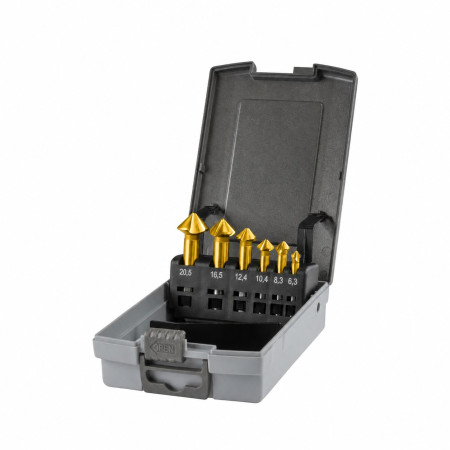 Set 6 Svasatori KRINO HSS 90° a passo variabile rivestite TIN – DIN 335-90°