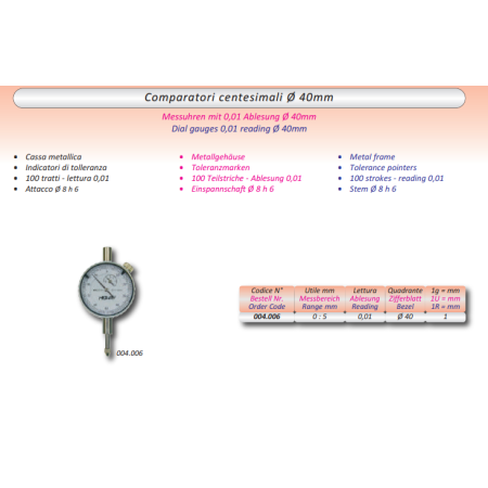 COMPARATORE 0-5X0,01 D. 40 - 1G 1MM