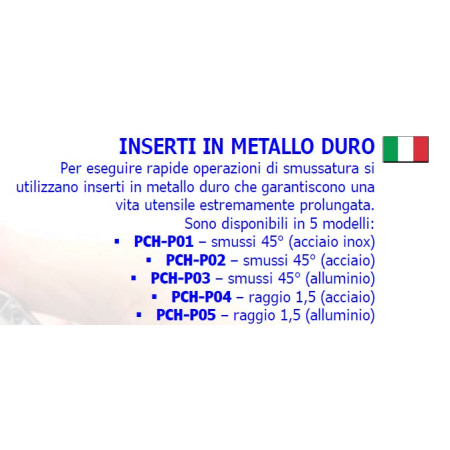 MINI SMUSSATRICE eco-kit PCH/E-02 (+2 inserti per acciaio inclusi)