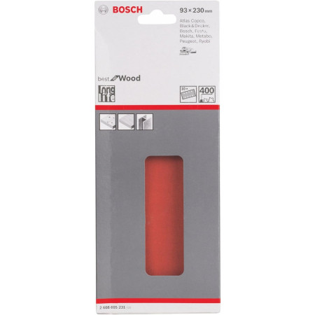 Foglio abrasivo C470, grana 400, confezione da 10 pz. Bosch 2608605231