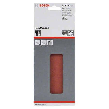 Foglio abrasivo C470, grana 230, confezione da 10 pz. Bosch 2608605230