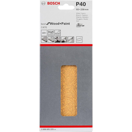 Foglio abrasivo C470, grana 120, confezione da 10 pz. Bosch 2608605228