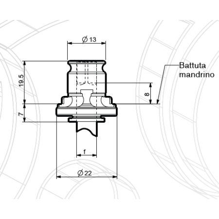 BUSSOLA PER MASCHIARE SENZA FRIZIONE REGISTRABILE 13/10 M.1,6 D. 2,5X2,1