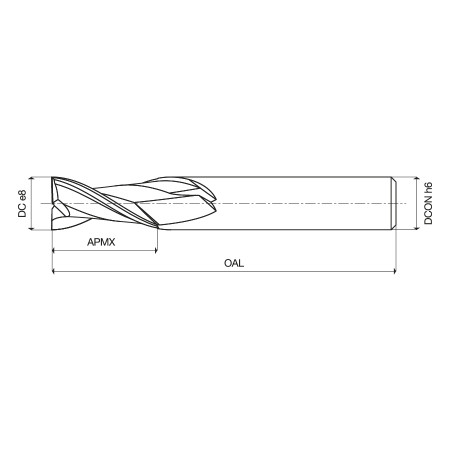 Frese per scanalatura a due taglienti in HSS D.24x26x102- Z/2 SC Weldon - UOP