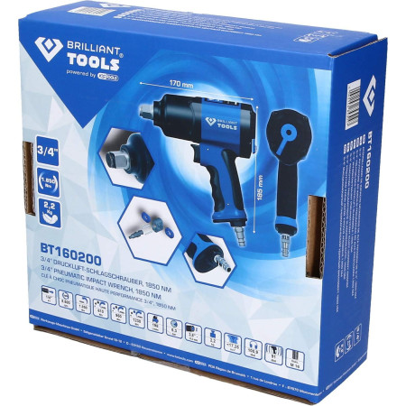 Avvitatore ad impulsi ad aria compressa, 3/4" 1.800 Nm - Brilliant Tools BT160200 [Powered by KS TOOLS]