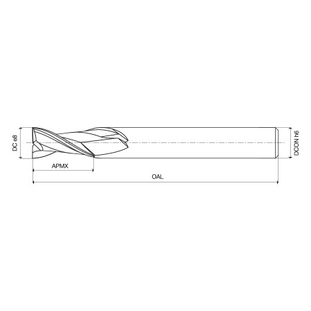 Frese per scanalatura a due taglienti in HSS D.4x13x67 - Z/2 SC Cilindrica - UOP