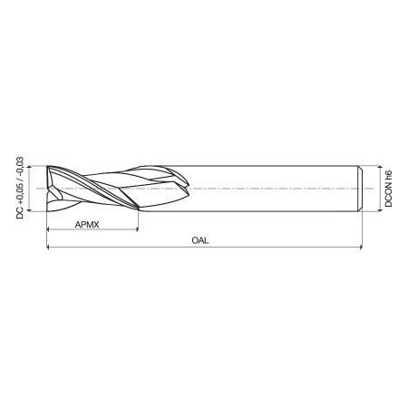 Frese a due taglienti in HSS D.16x32x92 - Z/2 SC Cilindrica - UOP