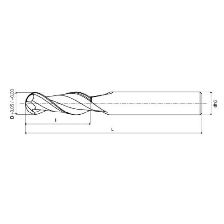 Frese a due taglienti a testa semisferica in HSS D.3x8x52 - Z/2 SC Cilindrica - UOP